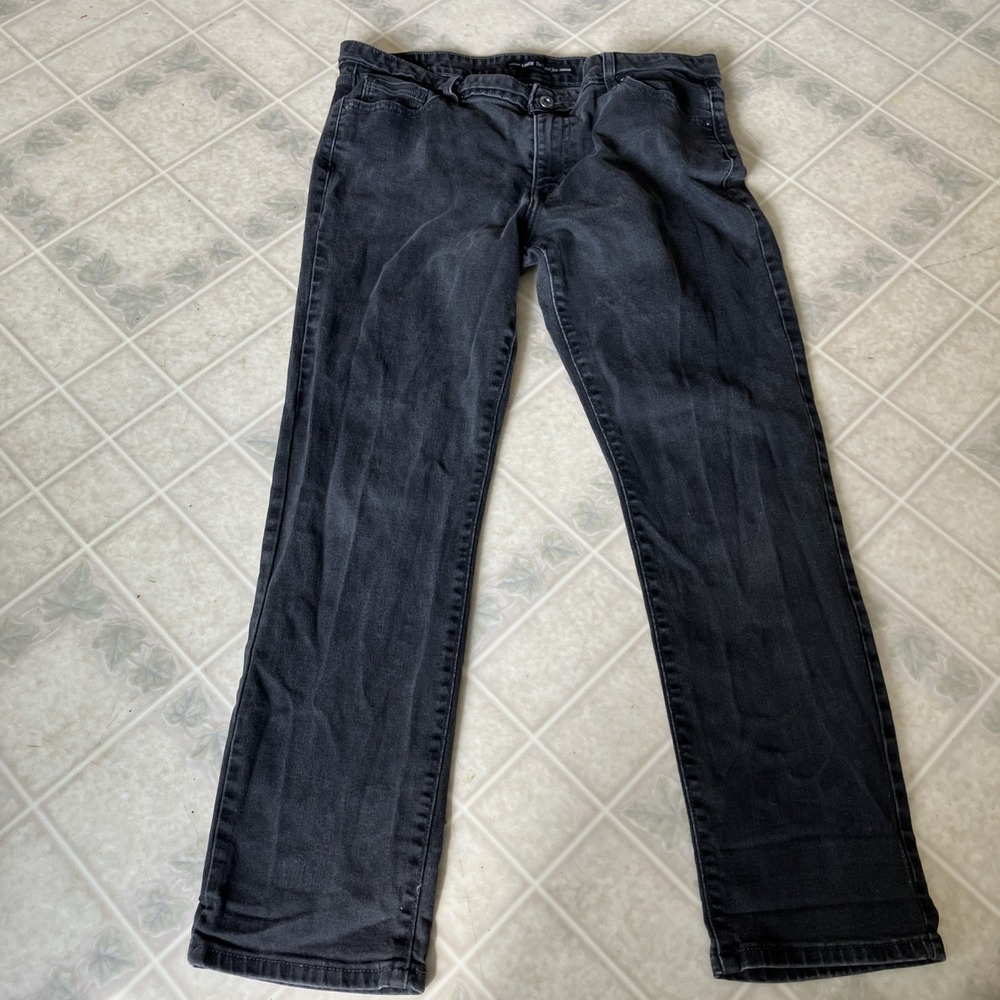 Levi's Women's Black Denim Skinny Jeans Dark Wash Mid Rise Button Zip 14 short